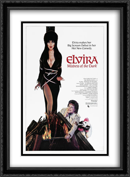 Elvira Mistress of the Dark 28x38 Black Ornate Wood Framed Movie Poster with Double Matting