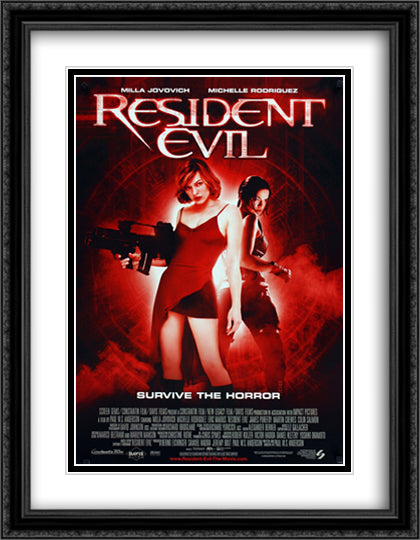 Resident Evil 28x36 Black Ornate Wood Framed Movie Poster with Double Matting