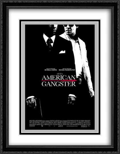 American Gangster 28x36 Black Ornate Wood Framed Movie Poster with Double Matting