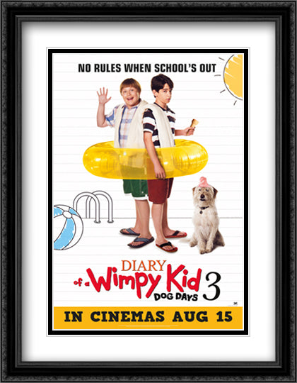 Diary of a Wimpy Kid 3 Dog Days 28x36 Black Ornate Wood Framed Movie Poster with Double Matting