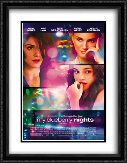 My Blueberry Nights 28x36 Black Ornate Wood Framed Movie Poster with Double Matting