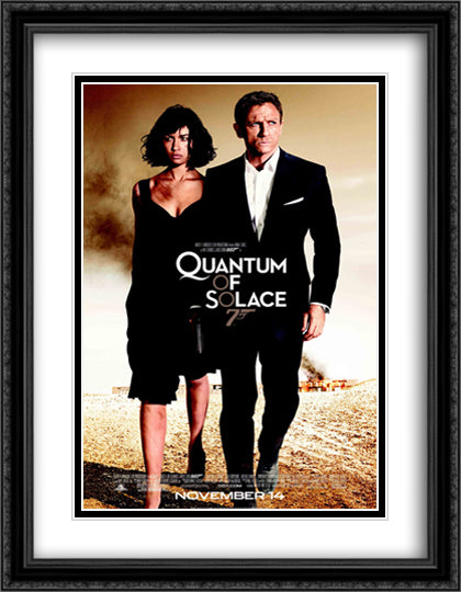James Bond 007 Quantum of Solace 28x36 Black Ornate Wood Framed Movie Poster with Double Matting