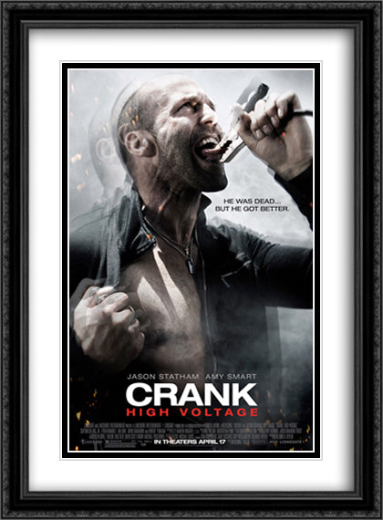 Crank High Voltage 28x38 Black Ornate Wood Framed Movie Poster with Double Matting