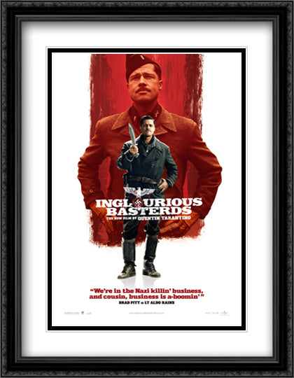 Inglourious Basterds 28x36 Black Ornate Wood Framed Movie Poster with Double Matting