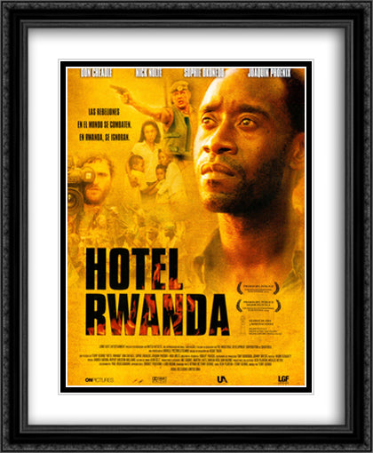 Hotel Rwanda 28x34 Black Ornate Wood Framed Movie Poster with Double Matting