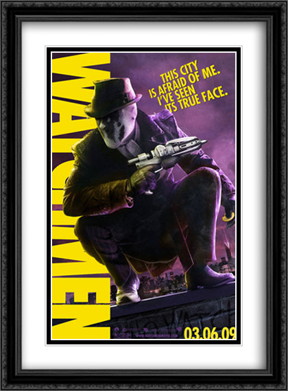 Watchmen 28x38 Black Ornate Wood Framed Movie Poster with Double Matting