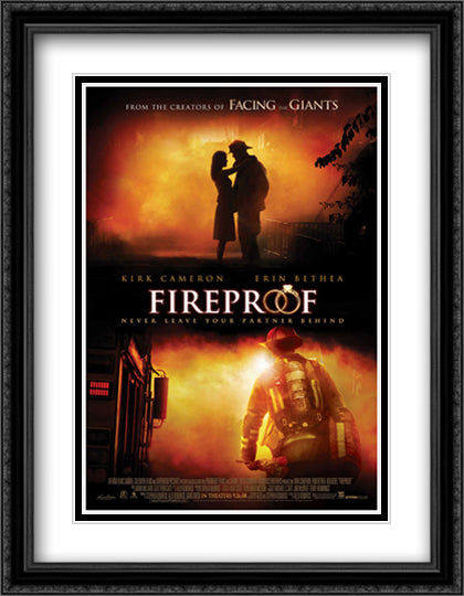 Fireproof 28x36 Black Ornate Wood Framed Movie Poster with Double Matting
