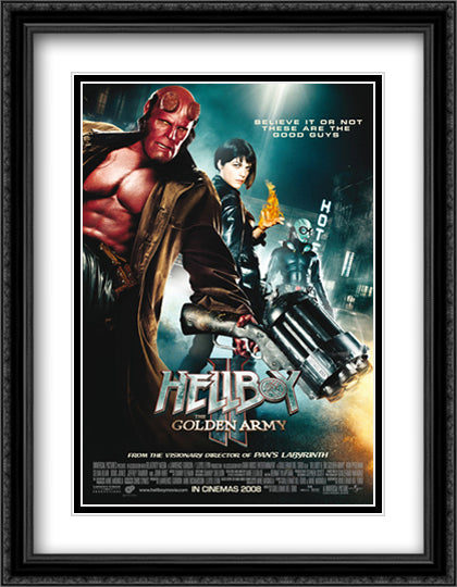 Hellboy 28x36 Black Ornate Wood Framed Movie Poster with Double Matting
