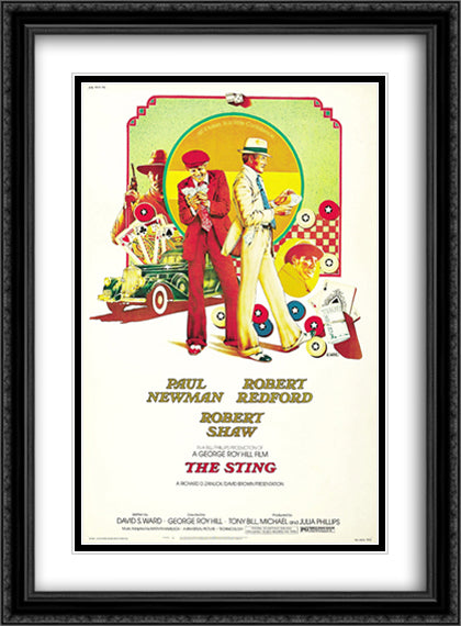 The Sting 28x38 Black Ornate Wood Framed Movie Poster with Double Matting