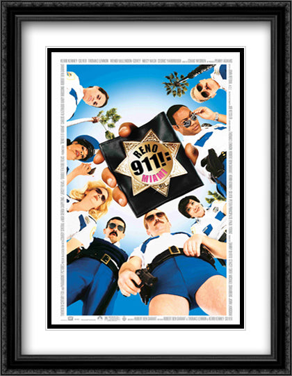 Reno 911!: Miami 28x36 Black Ornate Wood Framed Movie Poster with Double Matting