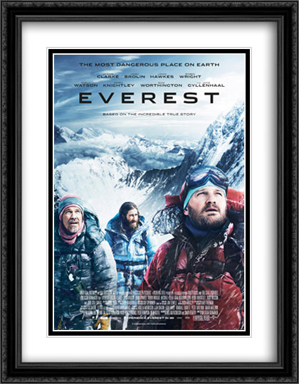 Everest 28x36 Black Ornate Wood Framed Movie Poster with Double Matting