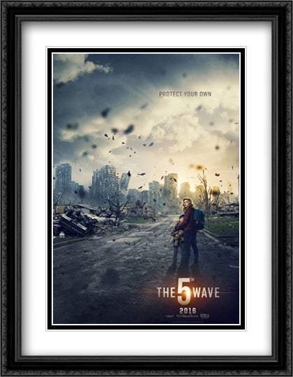 The 5th Wave 28x36 Black Ornate Wood Framed Movie Poster with Double Matting