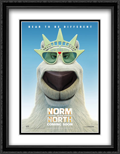 Norm of the North 28x36 Black Ornate Wood Framed Movie Poster with Double Matting