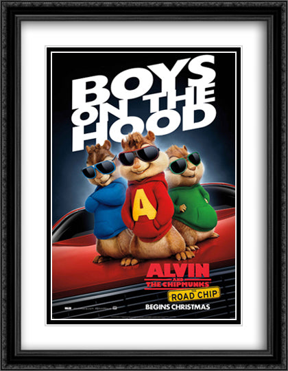 Alvin and the Chipmunks: The Road Chip 28x36 Black Ornate Wood Framed Movie Poster with Double Matting