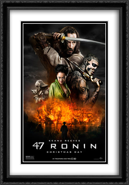 47 Ronin 28x40 Black Ornate Wood Framed Movie Poster with Double Matting