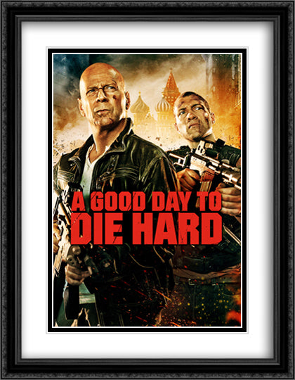 A Good Day to Die Hard 28x36 Black Ornate Wood Framed Movie Poster with Double Matting