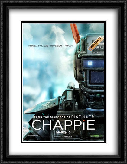 Chappie 28x36 Black Ornate Wood Framed Movie Poster with Double Matting