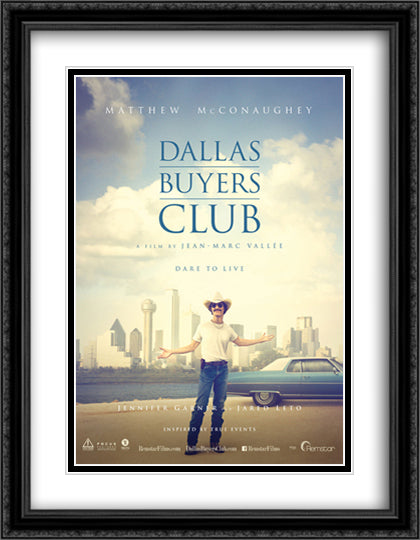 Dallas Buyers Club 28x36 Black Ornate Wood Framed Movie Poster with Double Matting