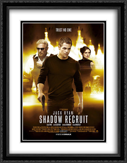 Jack Ryan Shadow Recruit 28x36 Black Ornate Wood Framed Movie Poster with Double Matting
