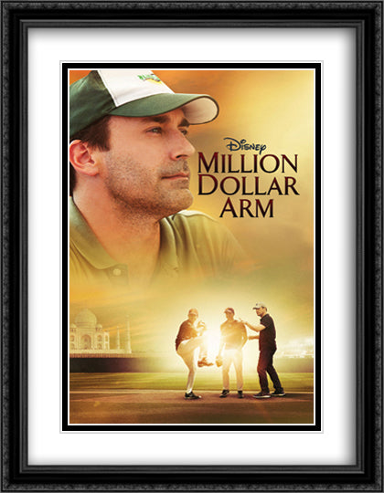 Million Dollar Arm 28x36 Black Ornate Wood Framed Movie Poster with Double Matting