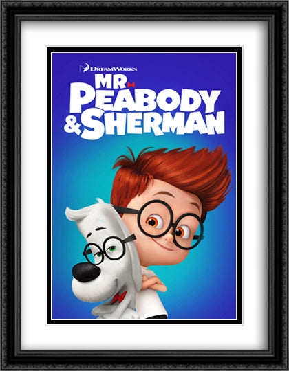 Mr. Peabody & Sherman 28x36 Black Ornate Wood Framed Movie Poster with Double Matting