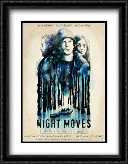 Night Moves 28x36 Black Ornate Wood Framed Movie Poster with Double Matting
