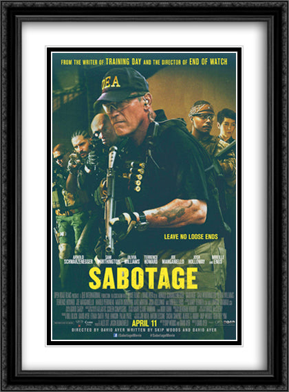 Sabotage 28x38 Black Ornate Wood Framed Movie Poster with Double Matting