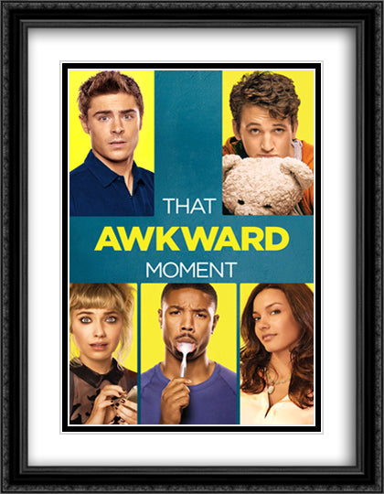 That Awkward Moment 28x36 Black Ornate Wood Framed Movie Poster with Double Matting