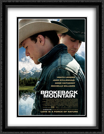 Brokeback Mountain 28x36 Black Ornate Wood Framed Movie Poster with Double Matting