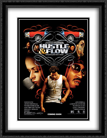 Hustle & Flow 28x36 Black Ornate Wood Framed Movie Poster with Double Matting