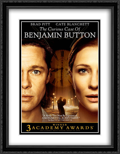 The Curious Case of Benjamin Button 28x36 Black Ornate Wood Framed Movie Poster with Double Matting
