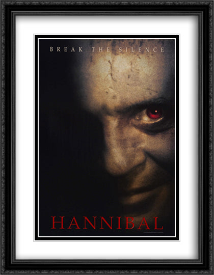 Hannibal 28x36 Black Ornate Wood Framed Movie Poster with Double Matting
