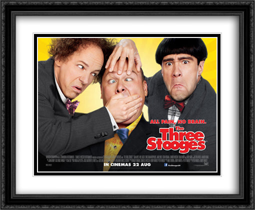 The Three Stooges 34x28 Black Ornate Wood Framed Movie Poster with Double Matting