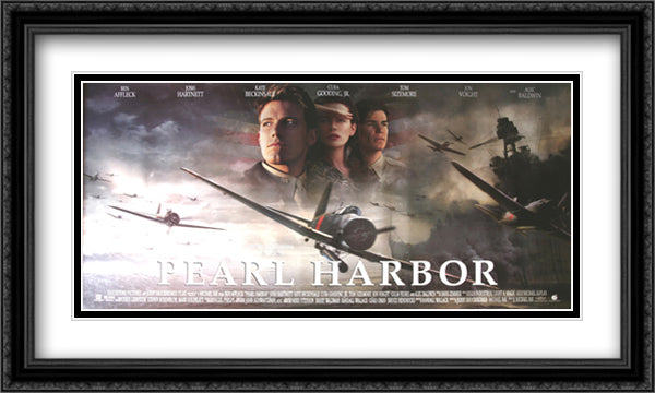 Pearl Harbor 40x24 Black Ornate Wood Framed Movie Poster with Double Matting