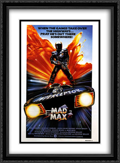 Mad Max 28x38 Black Ornate Wood Framed Movie Poster with Double Matting