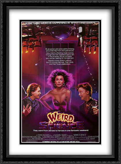 Weird Science 28x38 Black Ornate Wood Framed Movie Poster with Double Matting