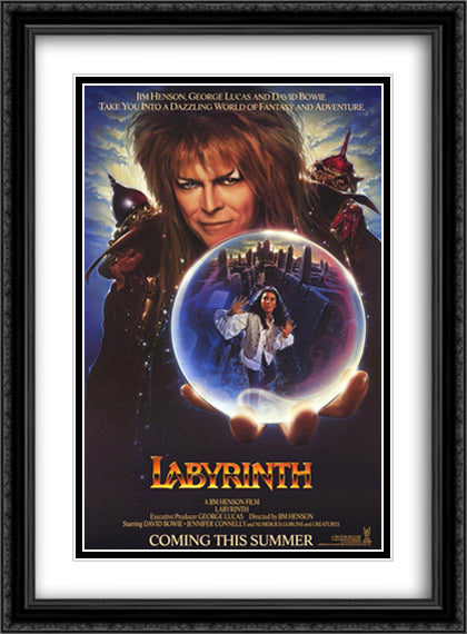 Labyrinth 28x38 Black Ornate Wood Framed Movie Poster with Double Matting