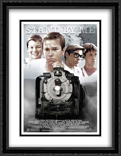 Stand By Me 28x36 Black Ornate Wood Framed Movie Poster with Double Matting