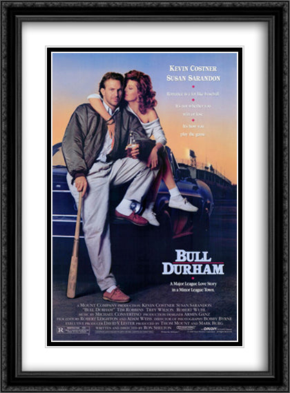 Bull Durham 28x38 Black Ornate Wood Framed Movie Poster with Double Matting
