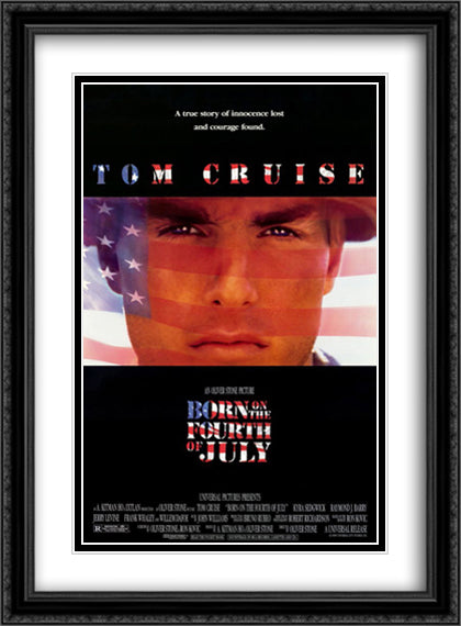 Born on the Fourth of July 28x38 Black Ornate Wood Framed Movie Poster with Double Matting
