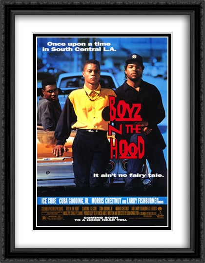 Boyz N The Hood 28x36 Black Ornate Wood Framed Movie Poster with Double Matting