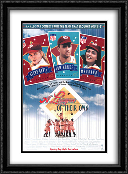 A League of Their Own 28x38 Black Ornate Wood Framed Movie Poster with Double Matting