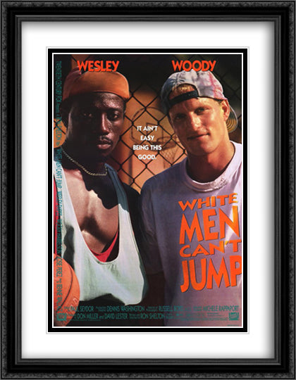 White Men Can't Jump 28x36 Black Ornate Wood Framed Movie Poster with Double Matting