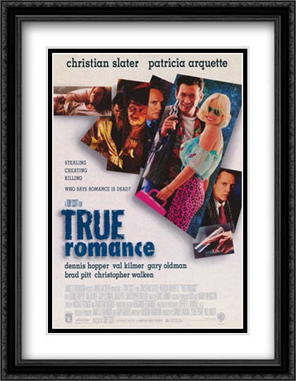 True Romance 28x36 Black Ornate Wood Framed Movie Poster with Double Matting