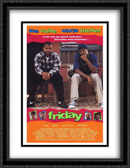 Friday 28x36 Black Ornate Wood Framed Movie Poster with Double Matting
