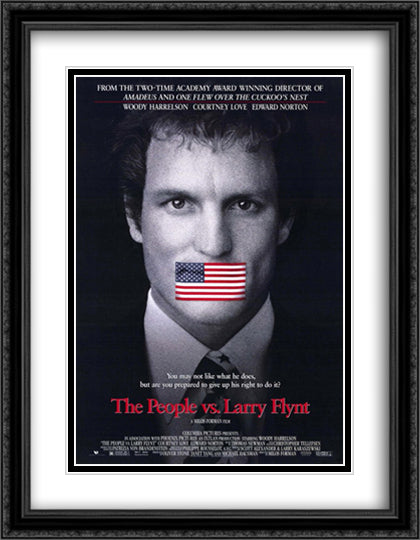 The People vs. Larry Flynt 28x36 Black Ornate Wood Framed Movie Poster with Double Matting