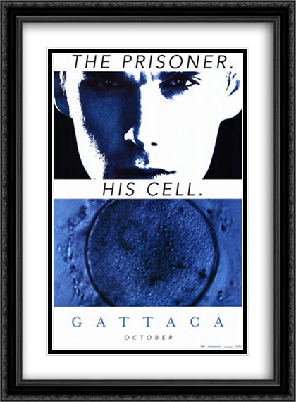 Gattaca 28x38 Black Ornate Wood Framed Movie Poster with Double Matting