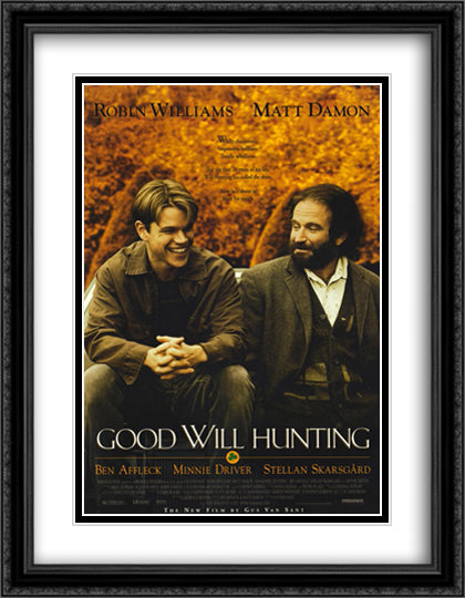 Good Will Hunting 28x36 Black Ornate Wood Framed Movie Poster with Double Matting