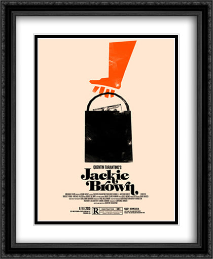 Jackie Brown 28x34 Black Ornate Wood Framed Movie Poster with Double Matting