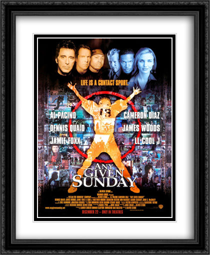 Any Given Sunday 28x34 Black Ornate Wood Framed Movie Poster with Double Matting